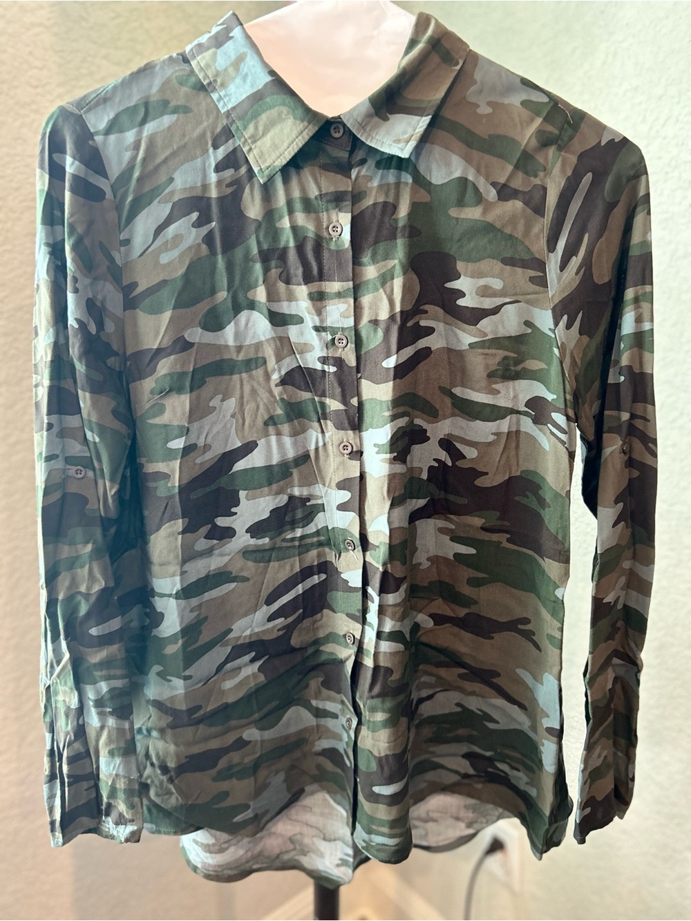 Camouflage Button-Down Shirt - Green Camo